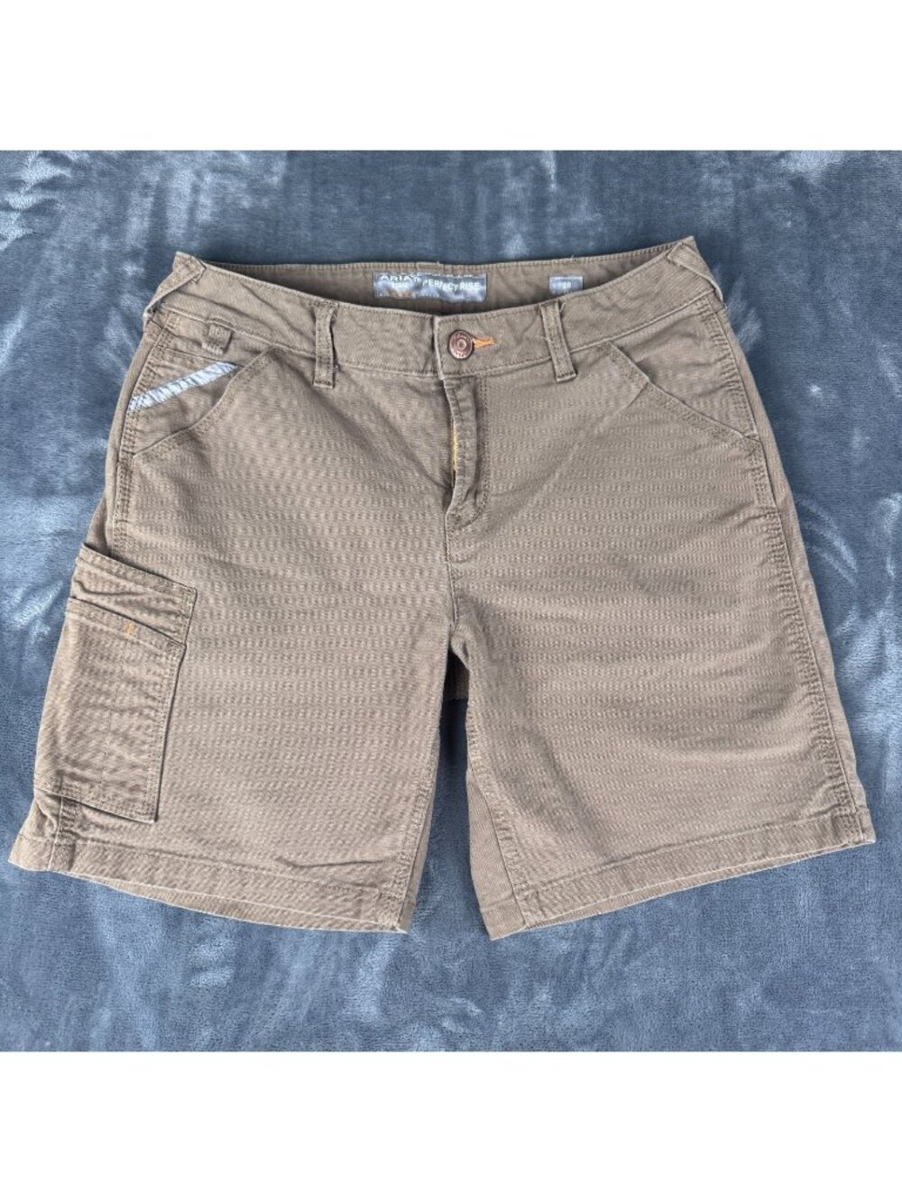 Ariat Rebar Mens Perfect Rise Tan Utility Short Size 28 Khaki 7 Pocket Carpenter
